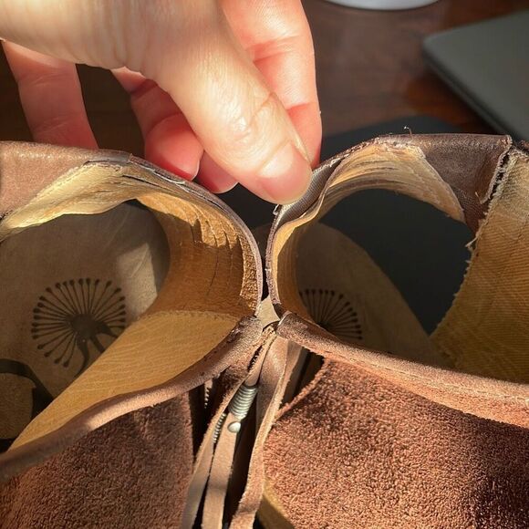 OTBT Free Spirit Chocolate Brown Suede Fringe Trim Slingback Sandals 9 - Picture 7 of 14